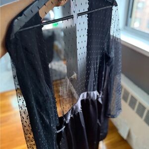 Flora Nikrooz Black Sheer Polka Dot robe